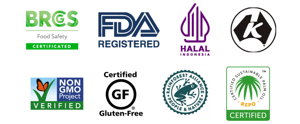 Assortment of private label plant-based crackers including rice, sweet potato, vegan shrimp, and cassava varieties for B2B manufacturing.